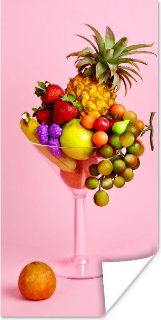 MuchoWow Poster Obst - Cocktail - Martini Glas 40x80 cm - Dekoration