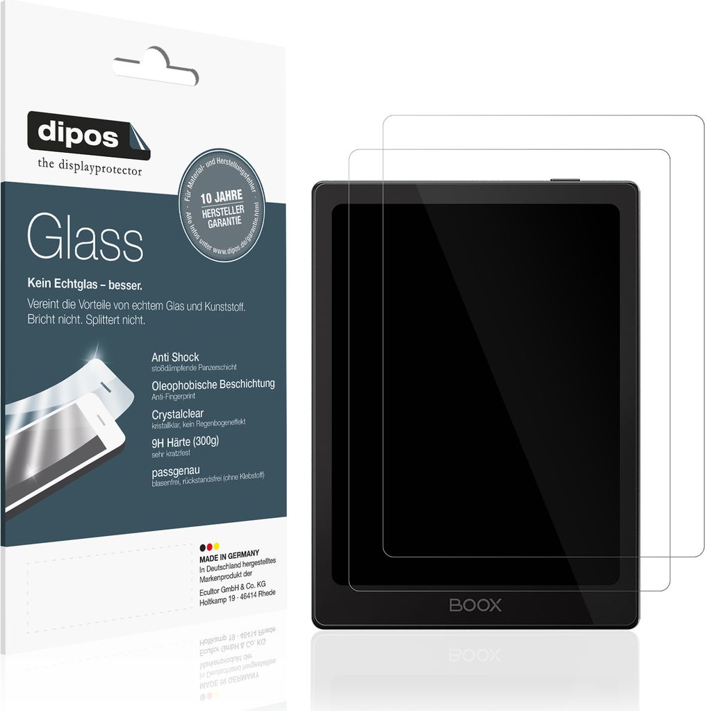2x Schutzfolie für Onyx Boox Go 6 - Anti-Shock 9H Folie dipos Glass Kunststoffglas