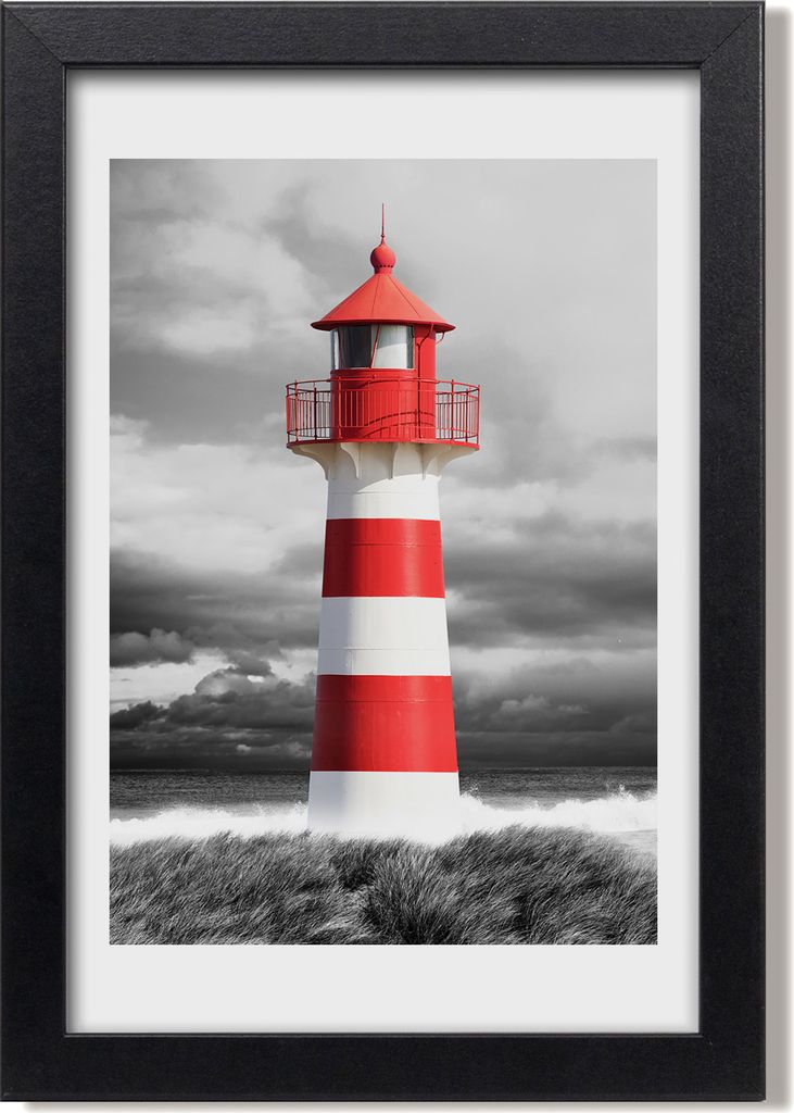 Bild 20x30 MDF-Rahmen, Wandkunst Leuchtturm