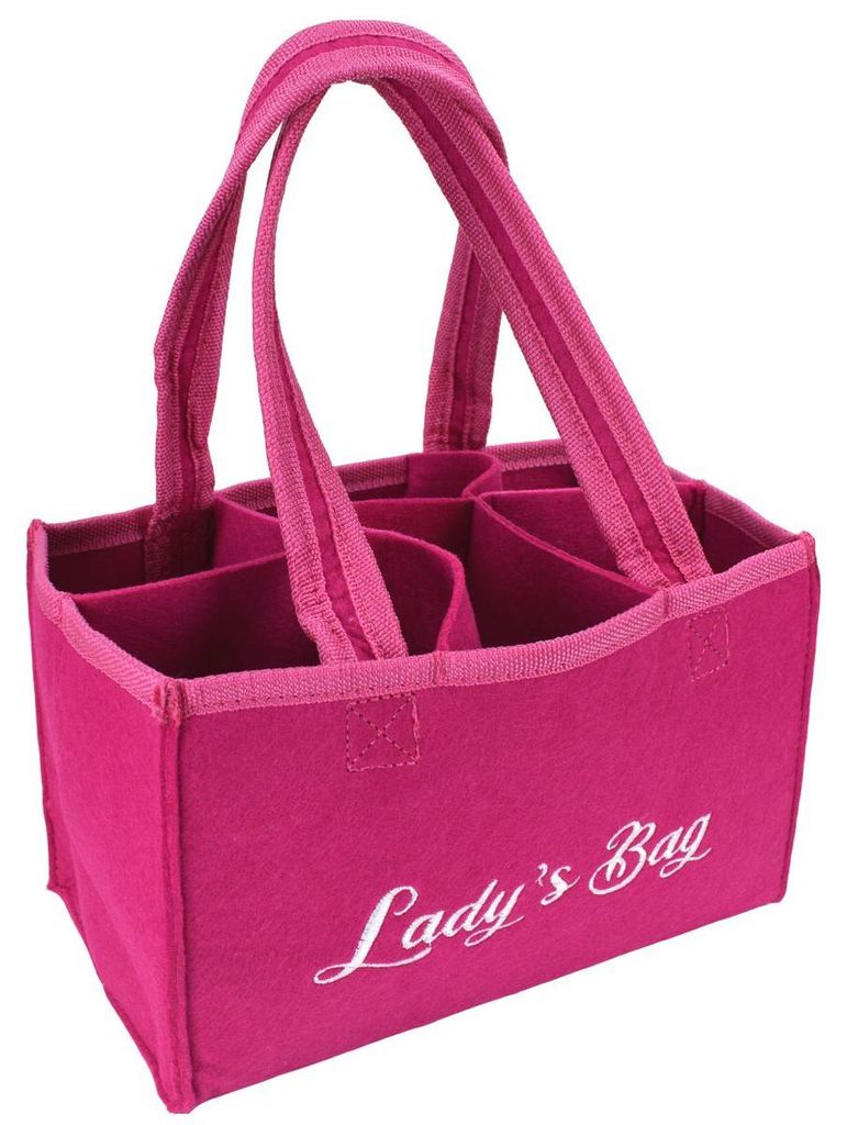 Flaschenträger aus Filz pink mit 6 Fächern Frauenhandtasche Produktbild 