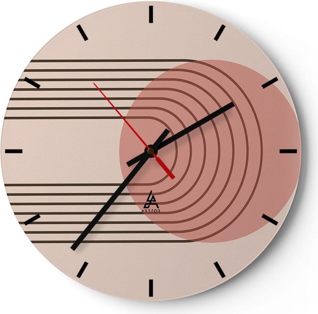 Wanduhr - Rund - Glasuhr - Abstraktion Minimalismus Kreide - 40x40cm - Schleichendes Uhrwerk - Lautlos - zum Aufhängen bereit - Dekoration Modern ...