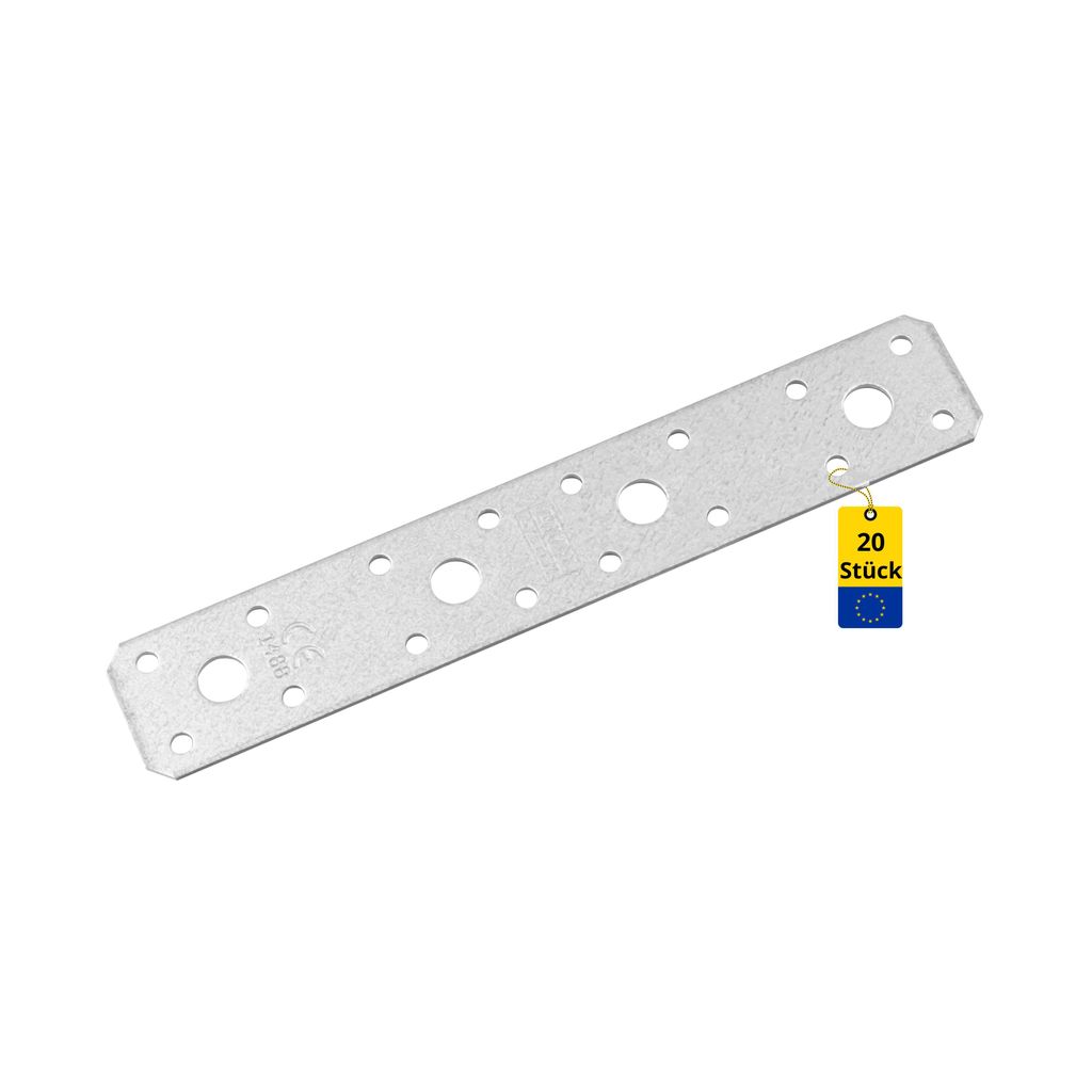 DMX - Flachverbinder verzinkt 20er Set 200x35x2,5 - Produktbild 