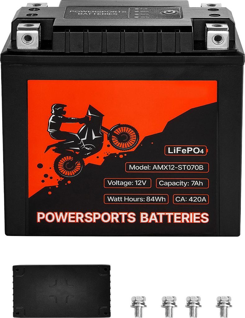 SucceBuy 12V 7Ah LiFePO4 Lithium-Batterie für Powersport, vorgeladen und wartungsfrei, geeignet für Motorrad, ATV, Jetski, Roller, UTV und andere...