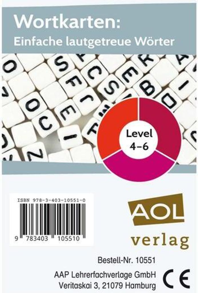Wortkarten: Einfache lautgetreue Wörter