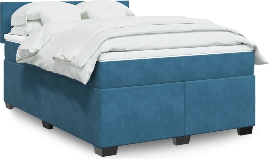 "2026 Promotion" Boxspringbett mit Matratze - Dunkelblau 140x200 cm - Samt - Polsterbett CC14561