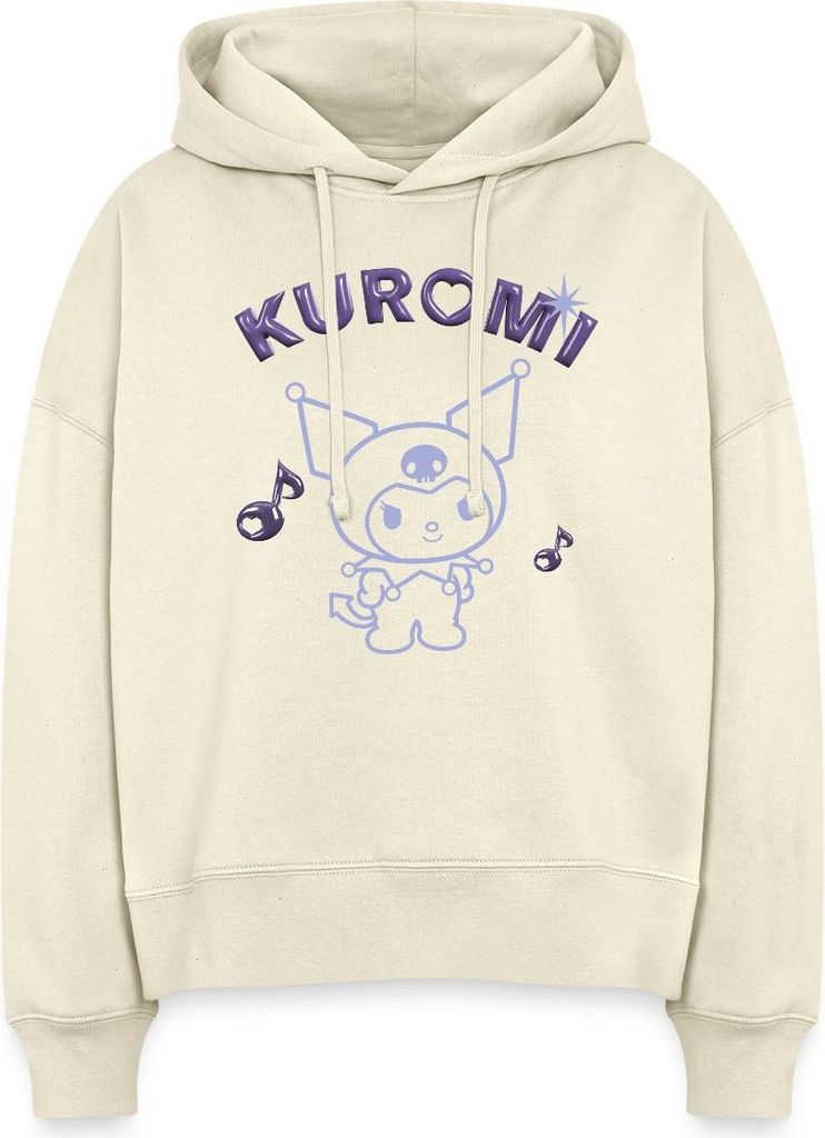 Spreadshirt Kuromi Outline Mit Chrome Schriftzug Frauen Boxy Organic Hoodie, XXL, Natur