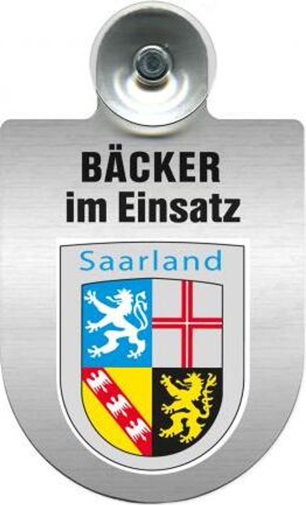 Einsatzschild Windschutzscheibe incl. Saugnapf - Bäcker im Einsatz - 309748 - incl. Regionen nach Wahl Color - Region Saarland