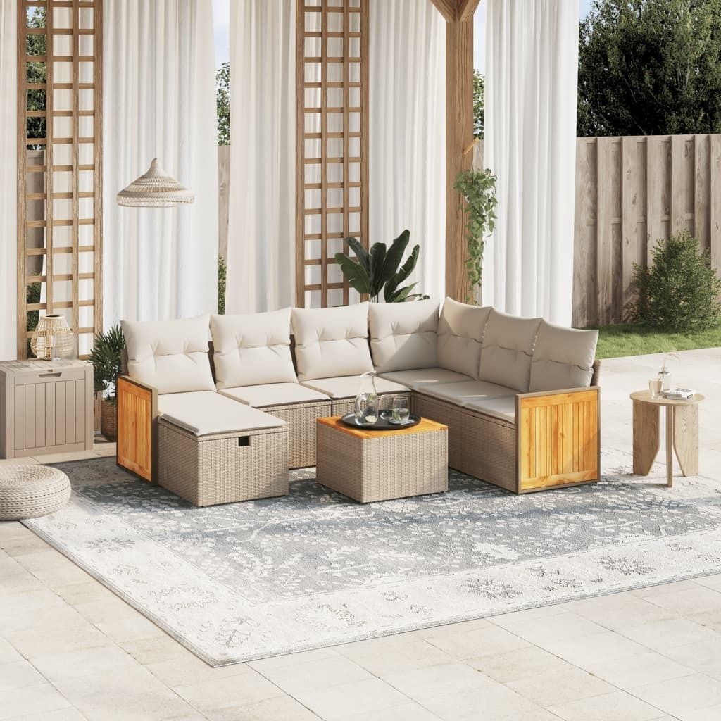 Maison Exclusive - 8-tlg. Garten-Sofagarnitur mit Kissen Beige Poly Rattan