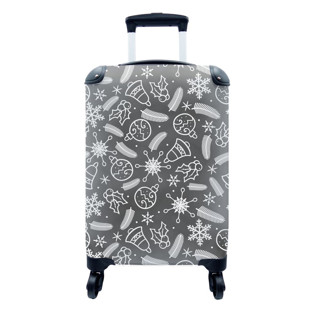 MuchoWow Koffer Handgepäck Trolley Rollkoffer Kleine Reisekoffer mit 4 Rollen - Muster - Weihnachten - Dekoration - Cabin Size < 55x40x23 cm & 5...