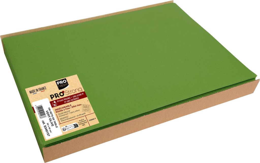 Pronappe 5x 100 Tischsets, Spunbond, einfarbig Format 30x40cm Olivgrün S340157I