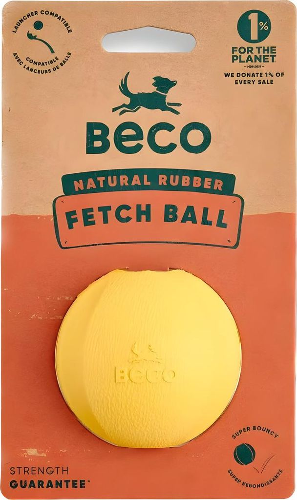 Beco Hundespielzeug Natural Rubber Fetch Ball gelb