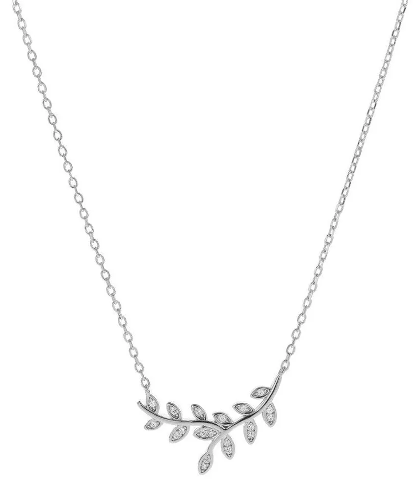 Collier branche en argent 925 et zircons - Design nature étincelant