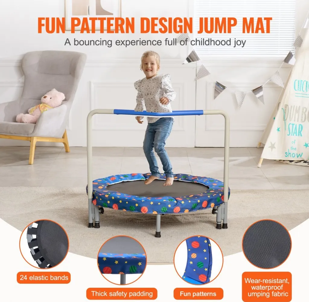 Trampoline pliable bleu 91 cm avec structure robuste de 100 kg - 4