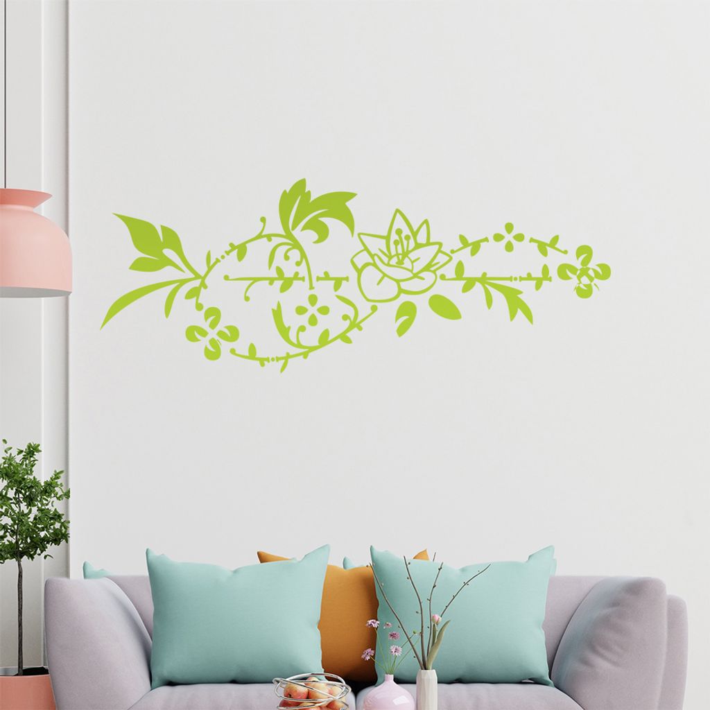 Blumenranke - Linien Wandtattoo in 6 Größen - Wandaufkleber Wall Sticker - Dekoration, Küche, Wohnzimmer, Schlafzimmer, Badezimmer