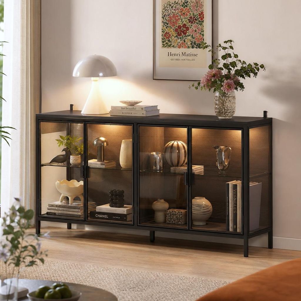 Vitrine mit Beleuchtung 3 Farbe, Glas-Sideboard mit 4 Produktbild 