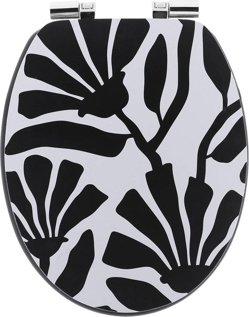 Wc-deckel mdf 18 zoll deckel design bedruckt sitz schwarz fallbremse chrom - betty - Tendance