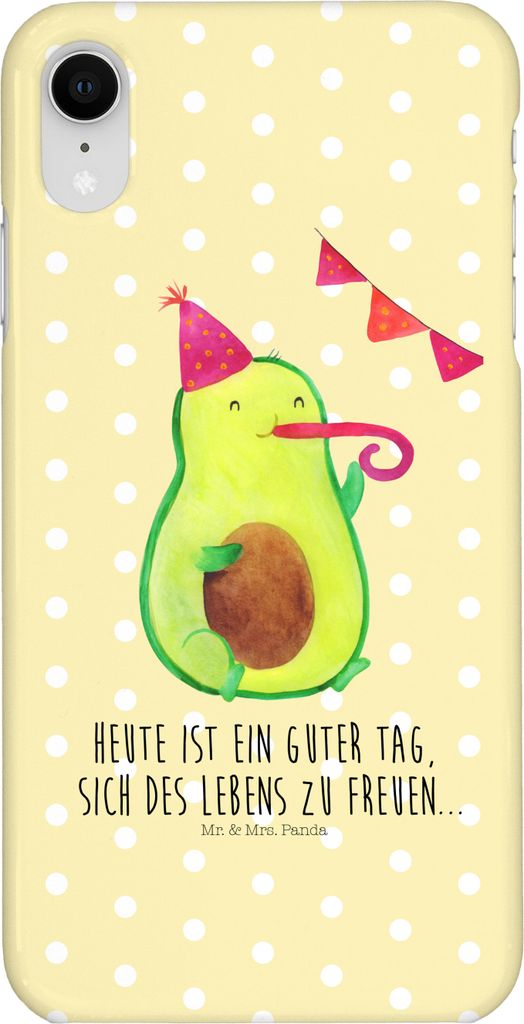 Mr. & Mrs. Panda Iphone XR Handyhülle Avocado Party - Gelb Pastell - Geschenk, Handy Case, Avocados, Geburtstag, Happy Birthday, Premium Kunststoff