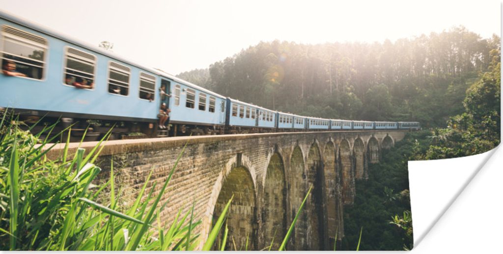 MuchoWow Poster Ein Zug über eine Brücke 160x80 cm - Foto Poster