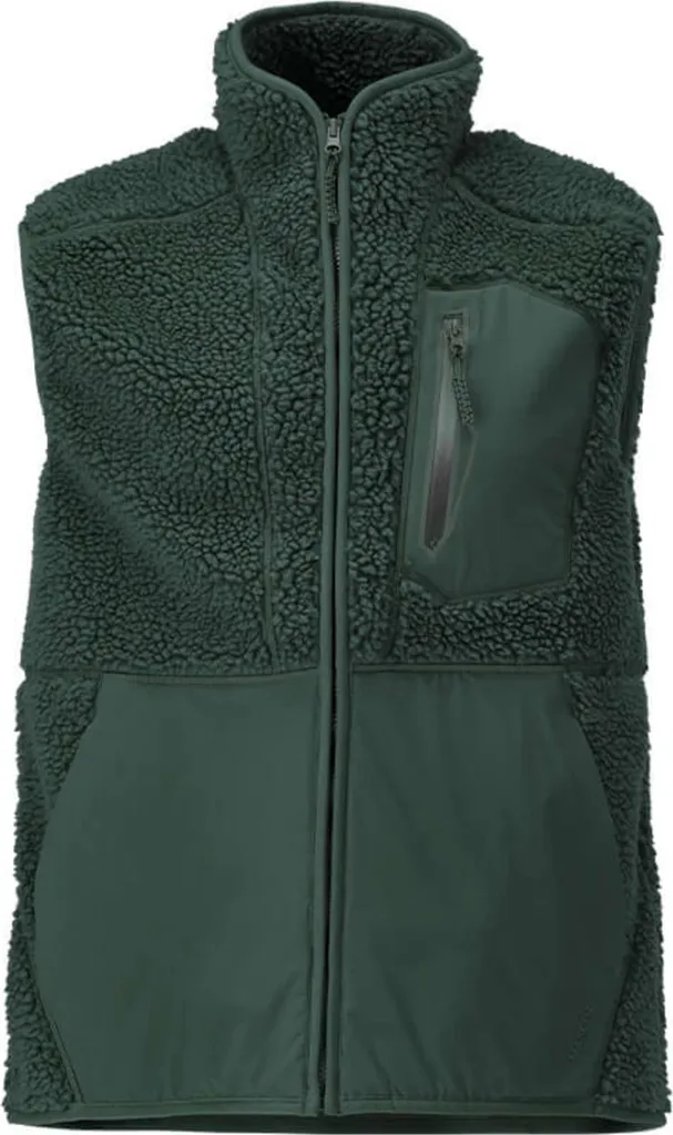 Gilet in pelliccia di fibra con cerniera verde bosco, taglia M MASCOT 22465-682-34