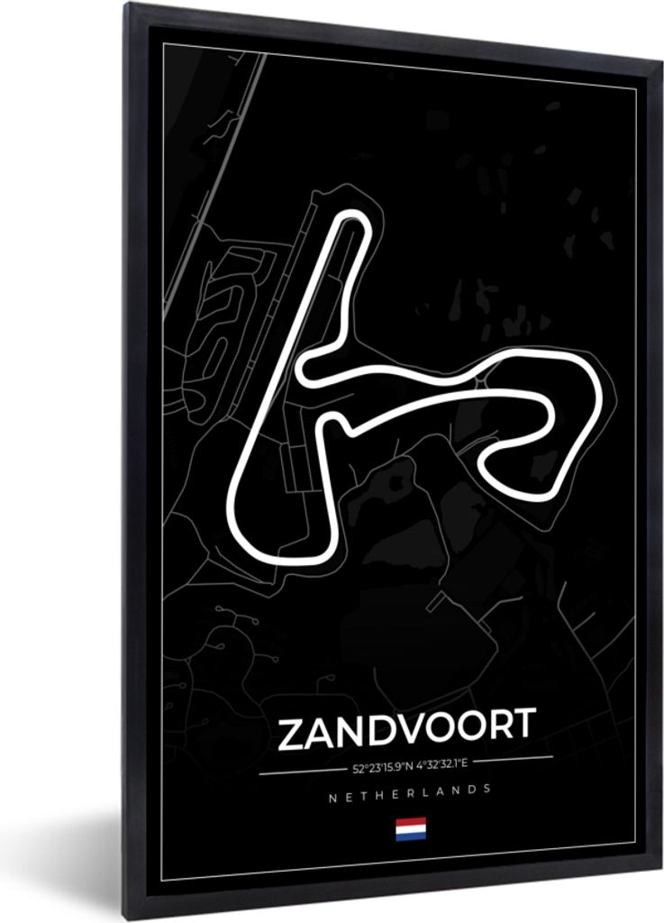 MuchoWow Gerahmtes Poster Formel 1 - Rundkurs Zandvoort - Rennstrecke - Niederlande - Schwarz 40x60 cm - Poster mit Schwarzem Bilderrahmen Wandpo...