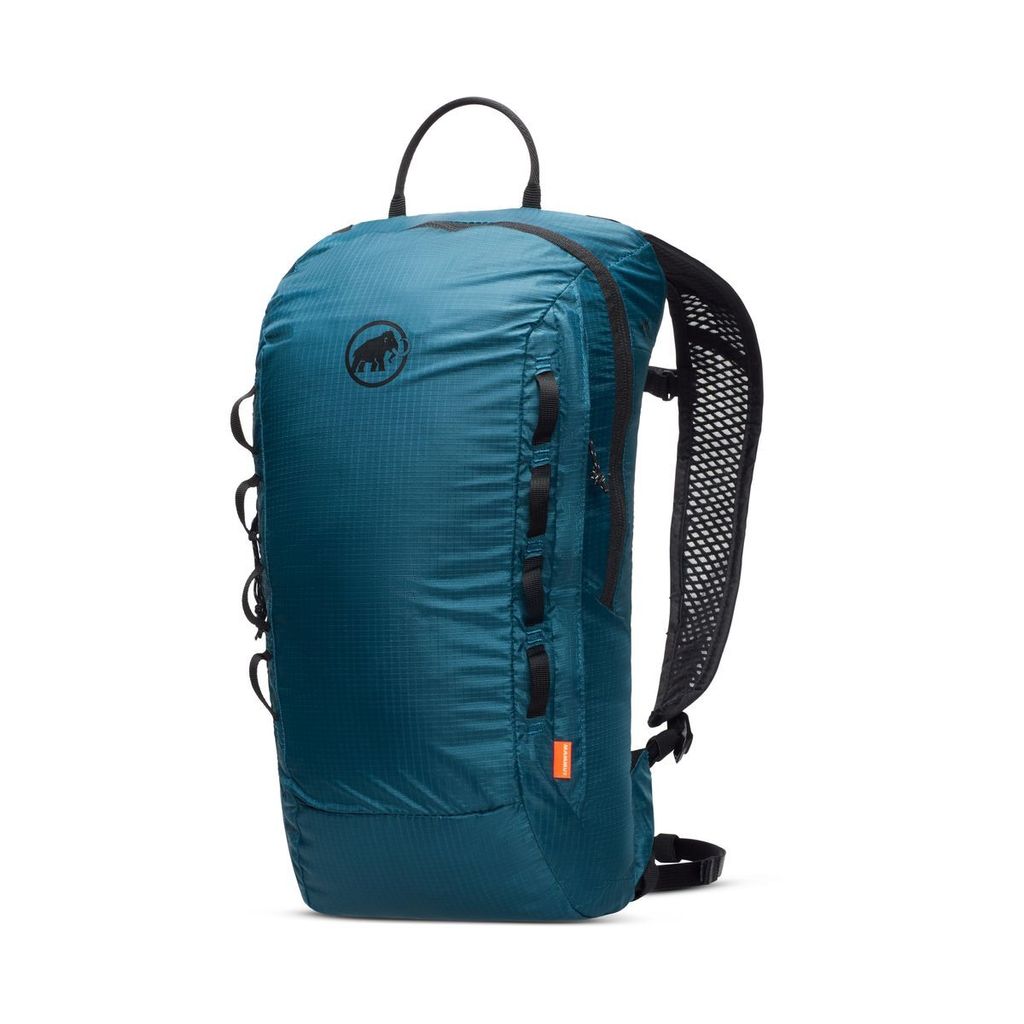 Rucksack "Neon Light" von Mammut in Blau mit Netzrücken und seitlichen Schnallen.