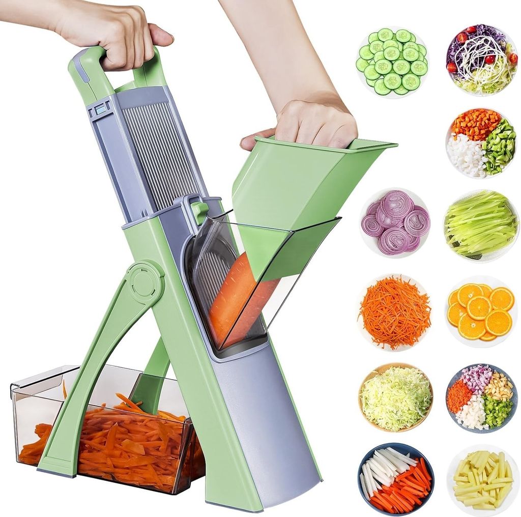 Gemüseschneider, Mandoline Gemüseschneider, Zwiebelschneider Verstellbar, Gemüsehobel aus Edelstahl, Vegetable Slicer, Würfelschneider für Kü...