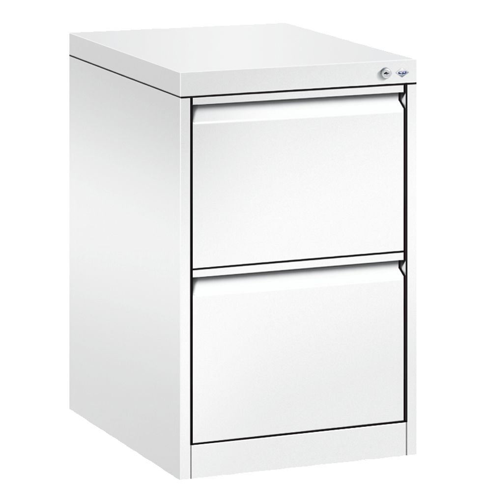 Hängeregistraturschrank, BxTxH 433x590x733 mm, einbahnig, 2 Schubladen, Griffleiste, RAL 9016 verkehrsweiß