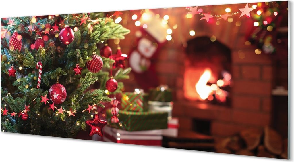 Glasbilder 125x50 Wandkunst Flitter Weihnachtsbaumg