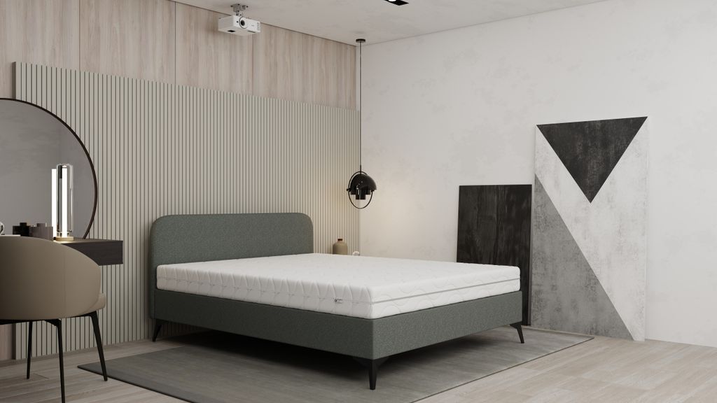 Polsterbett MAVILO - Komfortbett mit Stauraum, Doppelbett, 160x200cm, Grau, Bonellfederkernmatratze, H2/H3