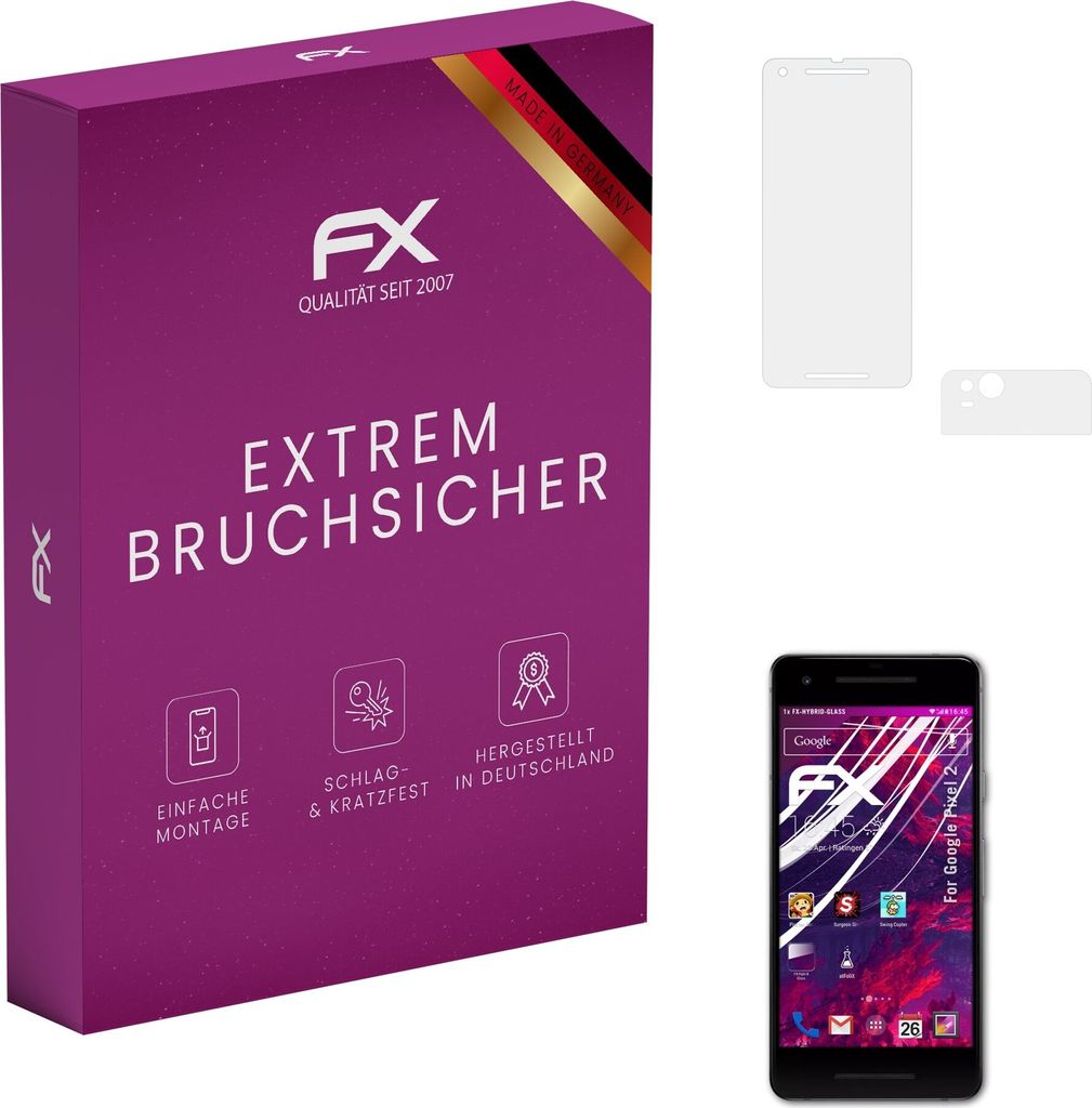 atFoliX FX-Hybrid-Glass Displayfolie kompatibel mit Google Pixel 2 Glasfolie
