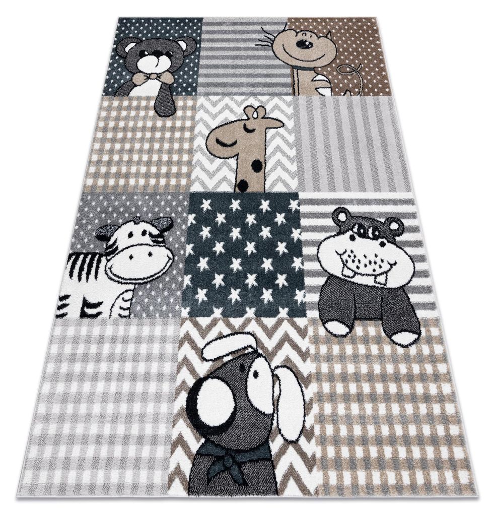 Teppich FUN Pets für Kinder, Tiere grau Grau 160x220 cm