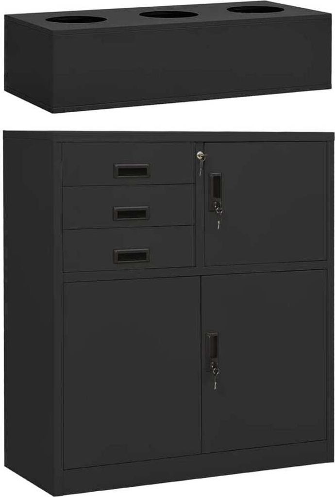 Büroschrank mit Pflanzkasten Anthrazit 90x40x125 cm Stahl