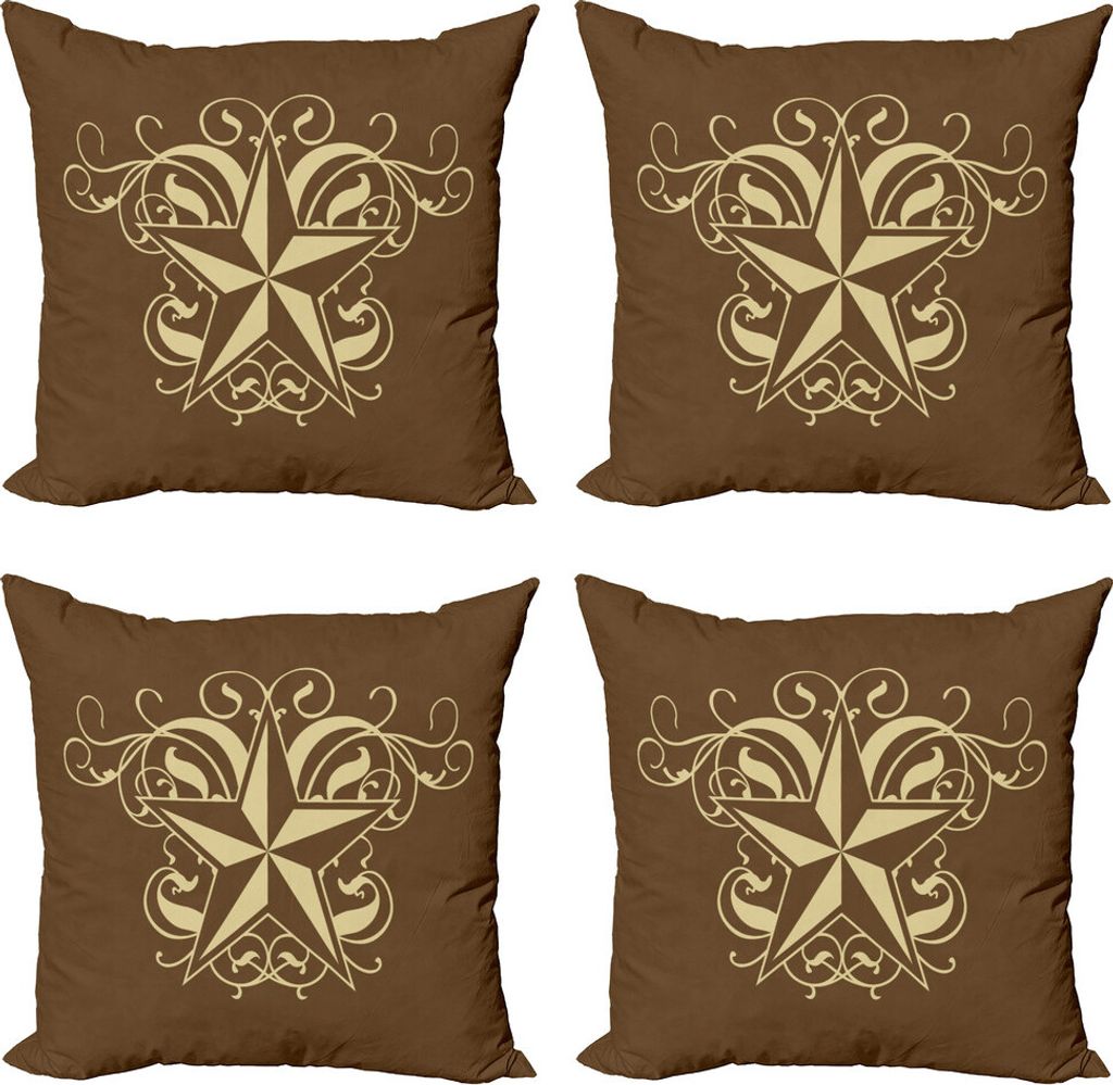 ABAKUHAUS Primitive Land Kissenbezug Set (4 Stück), Barock-Strudel, Moderner Doppelseitiger Digitaldruck, 40 cm x 40 cm, Brown Blassgelb