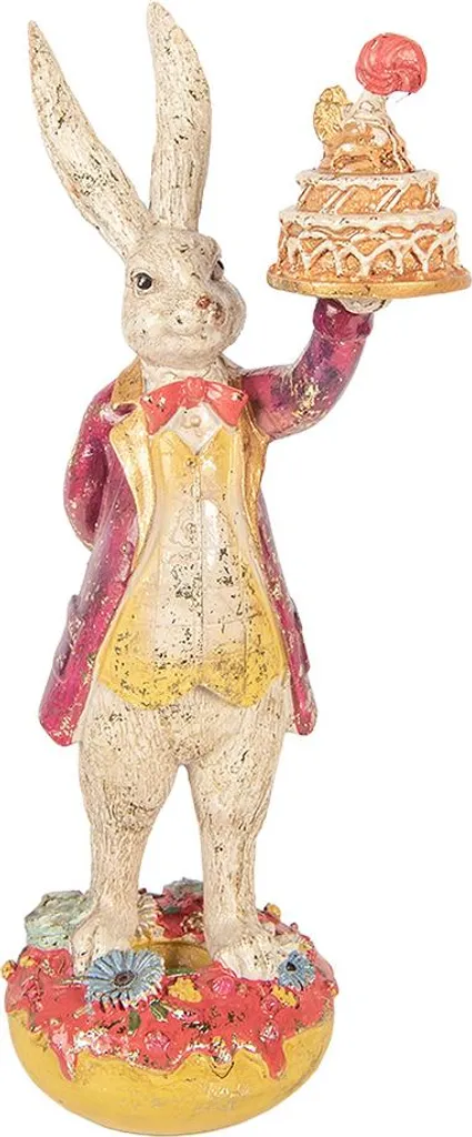 Clayre & Eef Figura decorativa di coniglio 14x10x30 cm Plastica beige