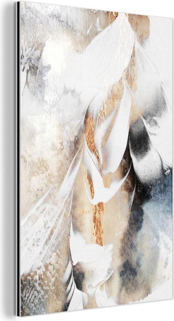 MuchoWow Wanddekoration Metall Metallbild Wandkunst 100x150 cm Abstrakt - Gold - Design - Luxe MuchoWow Aluminium Gemälde - Bild