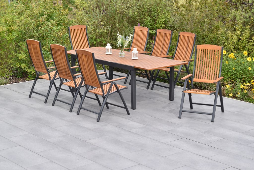 Merxx Gartenmöbel Set Athos 9tlg., 8 Klappsessel, Produktbild 