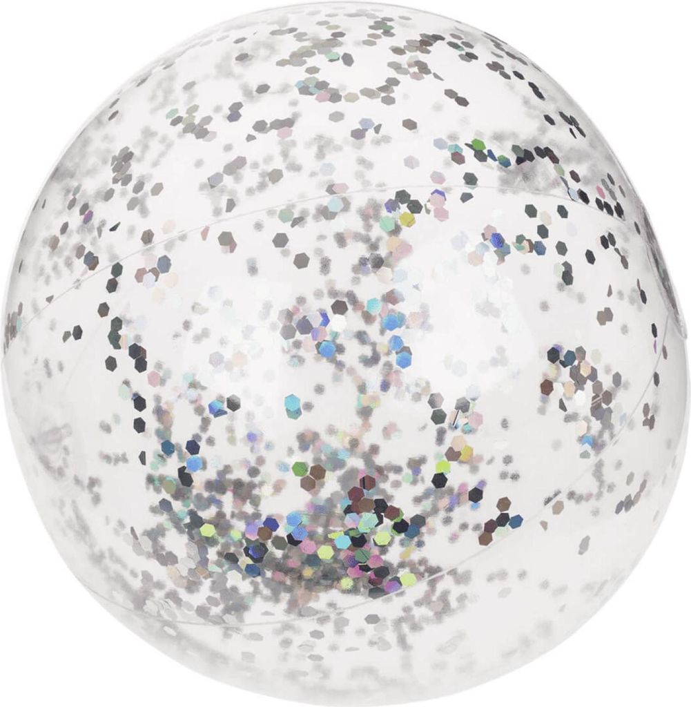 Wasserball mit silber Glitter 35cm Strandball Ball für Strand Pool Badespaß
