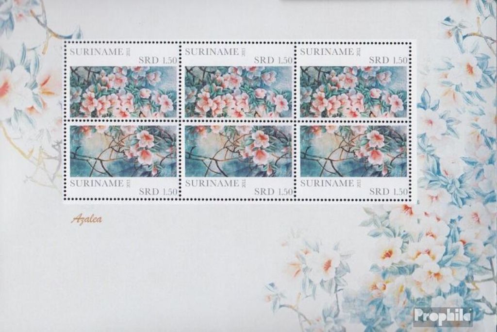 Briefmarken Suriname 2011 Mi 2507-2508 Kleinbogen (kompl.Ausg.) postfrisch Azaleen