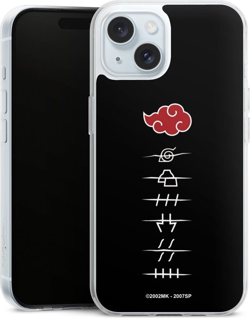 DeinDesign Handyhülle für Apple iPhone 15 Silikon Hülle Case Smartphone Schutzhülle Naruto Shippuden Offizielles Lizenzprodukt Akatsuki