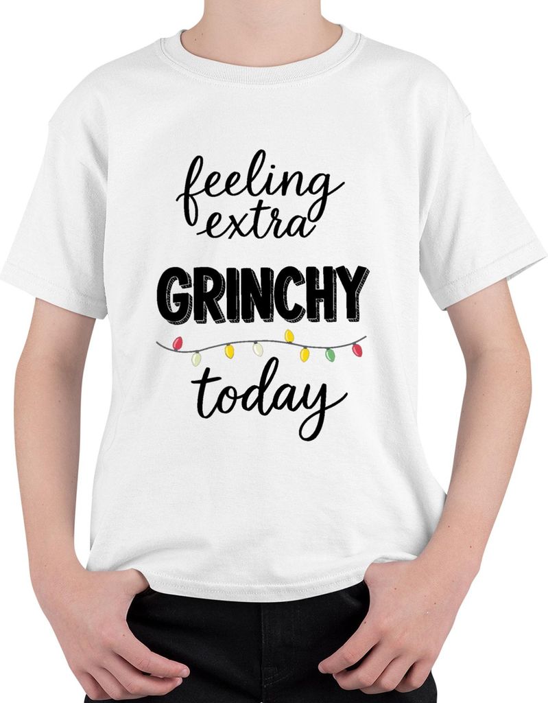 feeling extra GRINCHY today Weihnachten Grinch sarkastisch lustig Uni Kinder T-Shirt, Weiß, 104