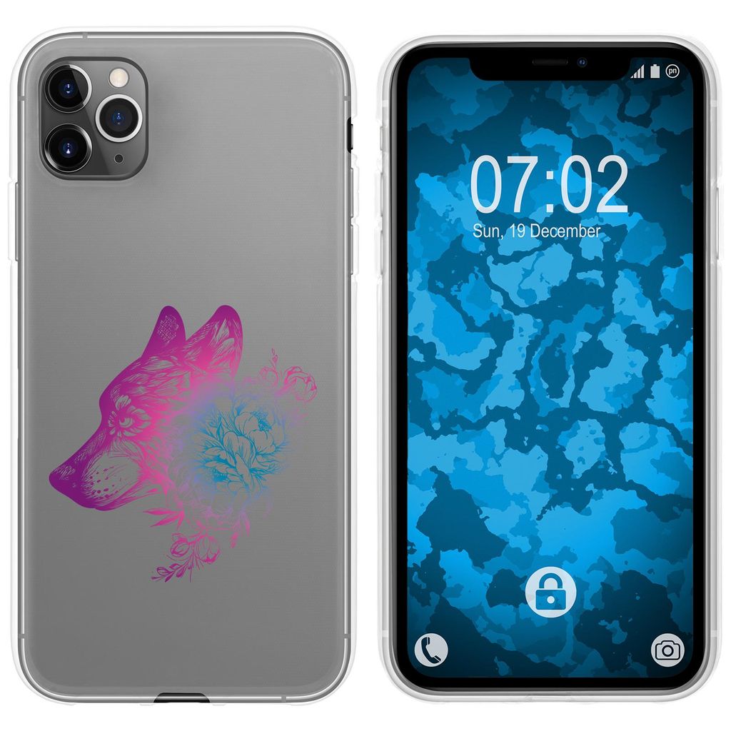 PhoneNatic Case kompatibel mit Apple iPhone 11 Pro Max Silikon-Hülle Floral Wolf M3-6
