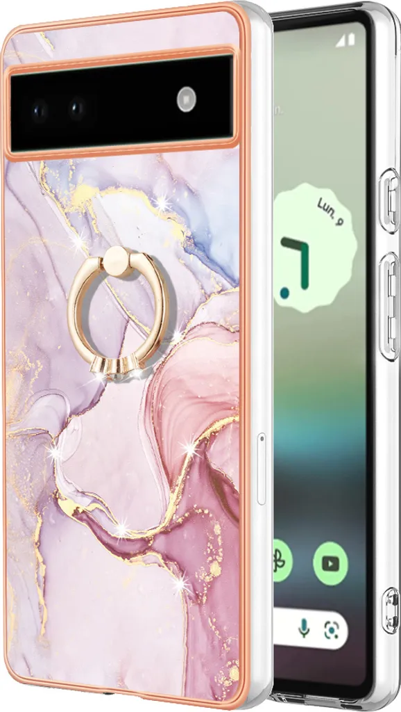 Custodia Google Pixel 6A per Donne e Uomini | Marmo Grigio con Anello