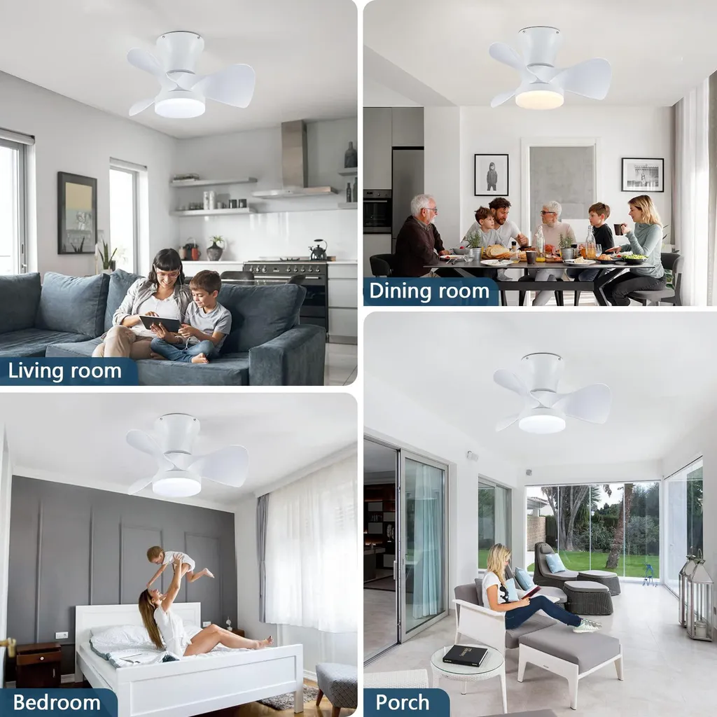 Ventilateur de plafond LED télécommandable en métal blanc 110cm 24W - 2