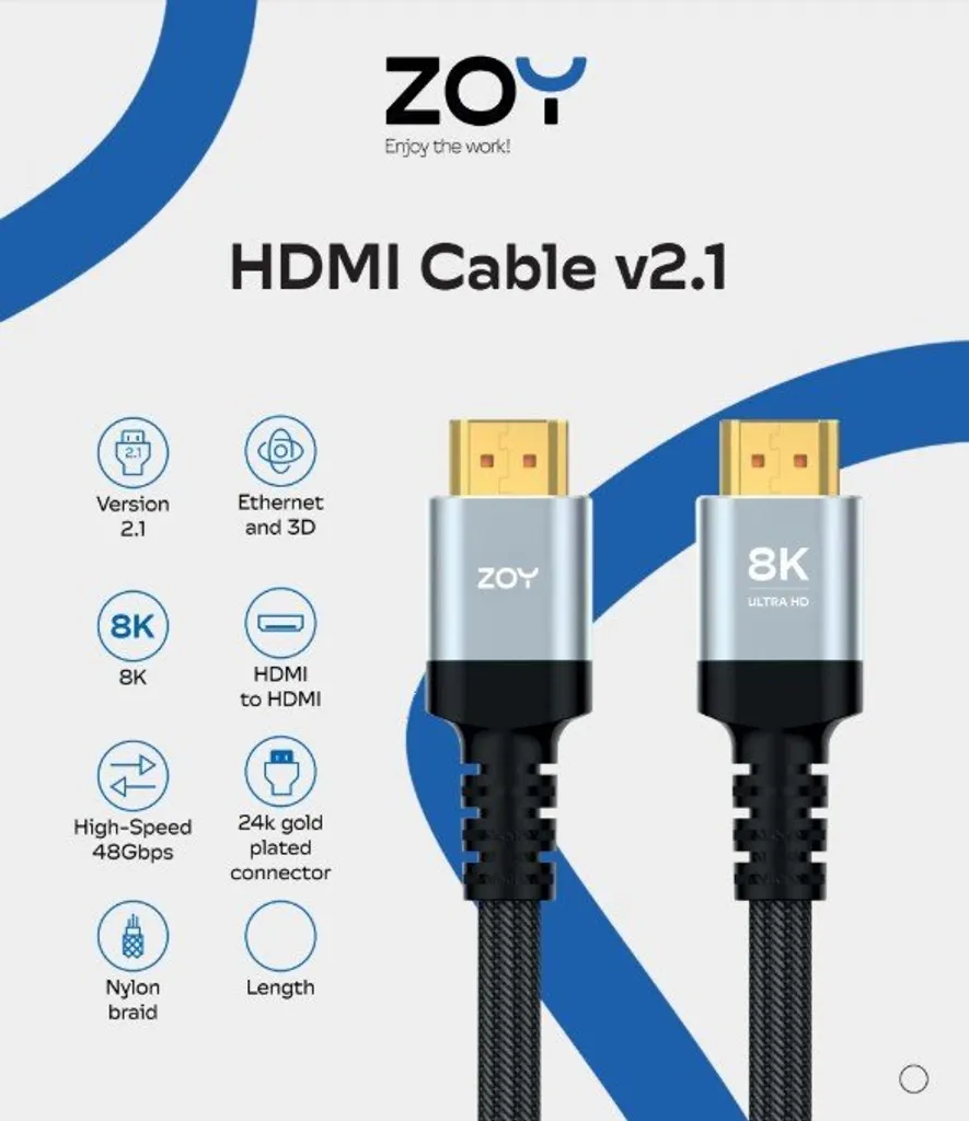 ZOY HDMI - Cavo HDMI da 1,8 m nero (ZCH18) per monitor, laptop, PC, TV, Xbox, PS4, PS5, proiettore, convertitore, solido e resistente - ideale per i giochi - 4