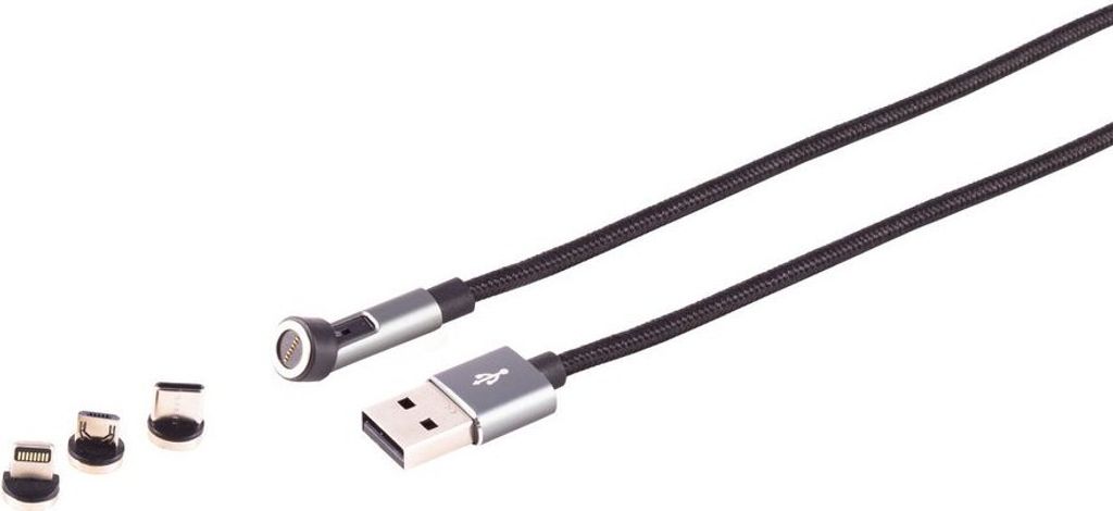 USB-A Magnetkabel, 3in1, 540°, 7-Pin, weiß, 2,0m