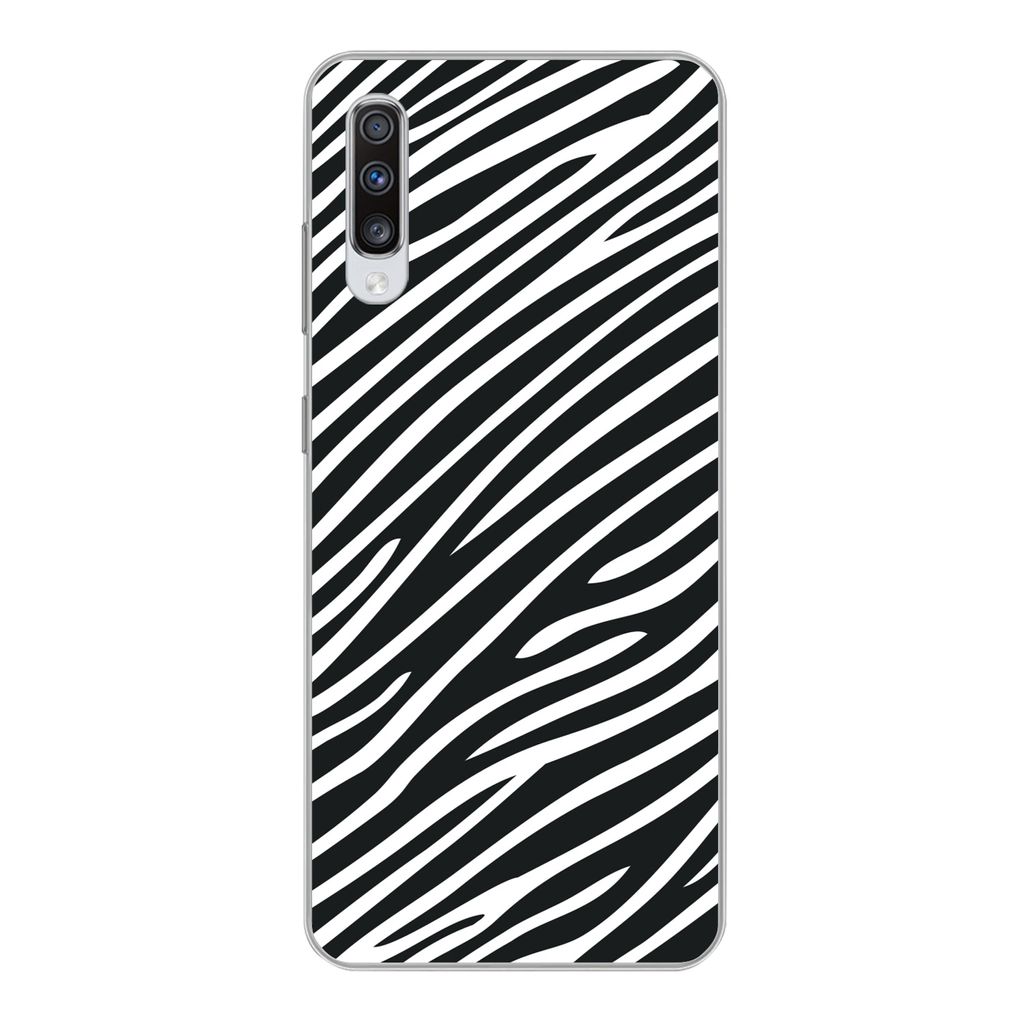 MuchoWow Handyhülle Schutzhülle Hülle für Samsung Galaxy A70 Tiermuster - Zebra - Schwarz Silikon Softcase Handy Hülle - Schutzhaube