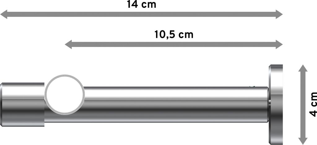 Interdeco Gardinenstange / Vorhangstange Weiß / Chrom, Typ Prestige Mavell (Zylinder Bicolor), 20 mm Ø 1-läufig, 360 cm