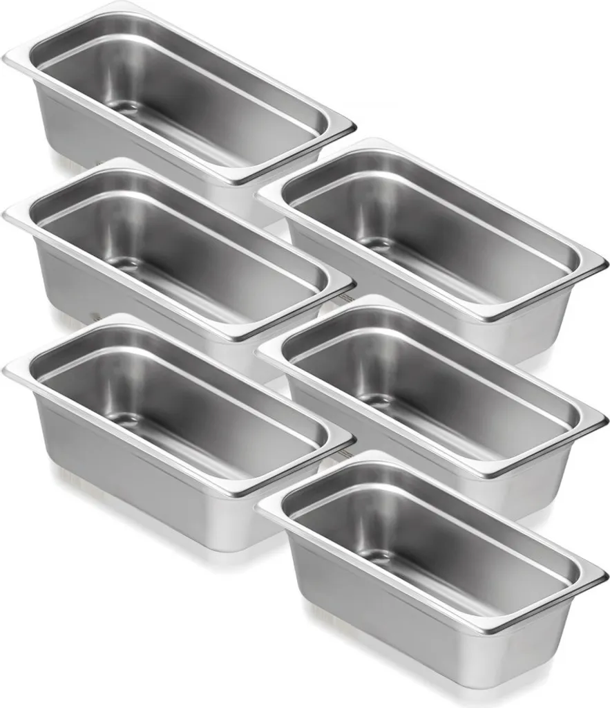 Bac Gastronorm 1/3 Inox Lot de 6 - Taille 325x176x100mm pour Cuisine