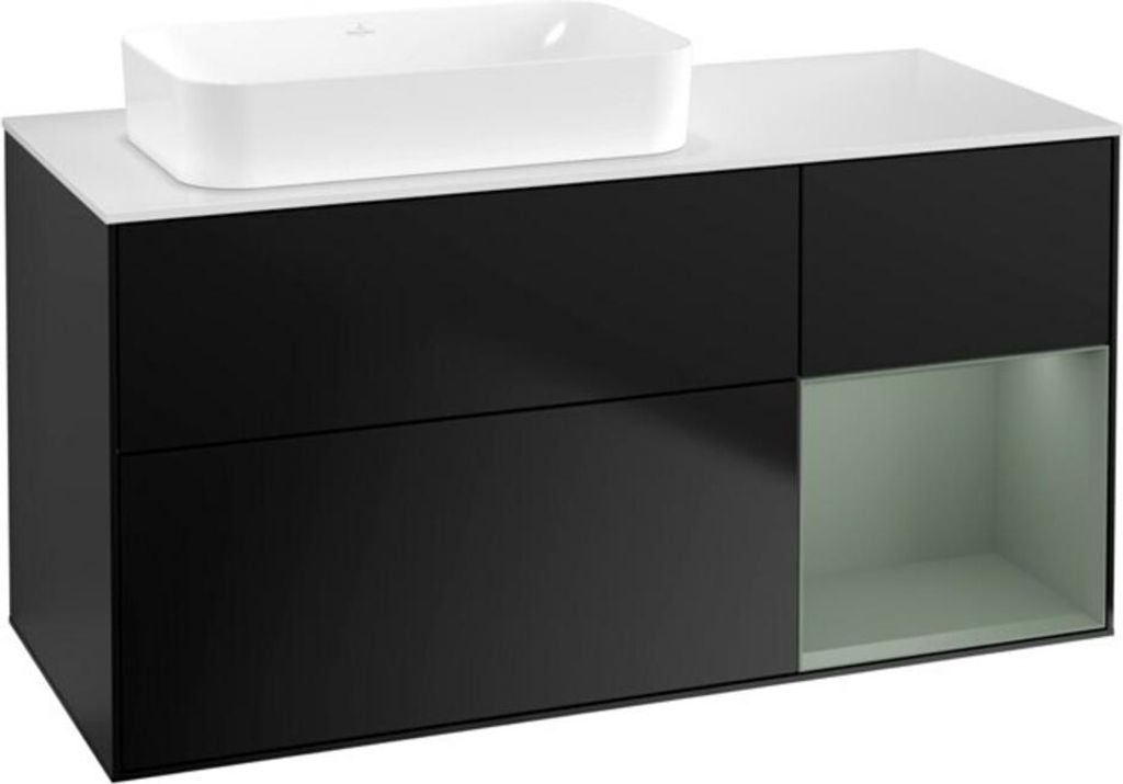 V&B Waschtischunterschrank Finion 120x60 cm, Reg re Oli. m Lac, bla m Lac