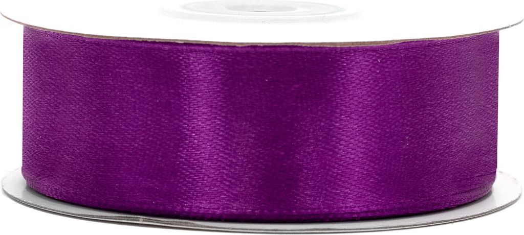 25mm breites, 25m langes, einseitig glänzendes Satinband in Lila - Purpur auf Rolle. Perfekt für Bastelprojekte und Geschenkverpackungen